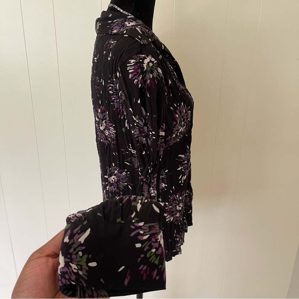 Y2k ruffle purple long sleeve floral top - Picture 3 of 6